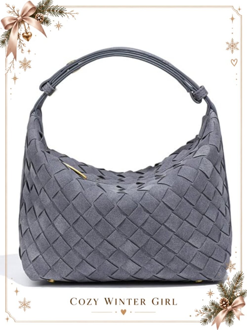 Vegan Leather Woven Shoulder Hobo Bag Top Handle Purse